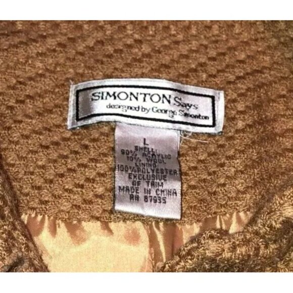 VTG TAN BLACK SWING COAT SZ L FAUX LEATHER TRIM SIMONTON SAYS CAR COAT WOMENS - Picture 3 of 4